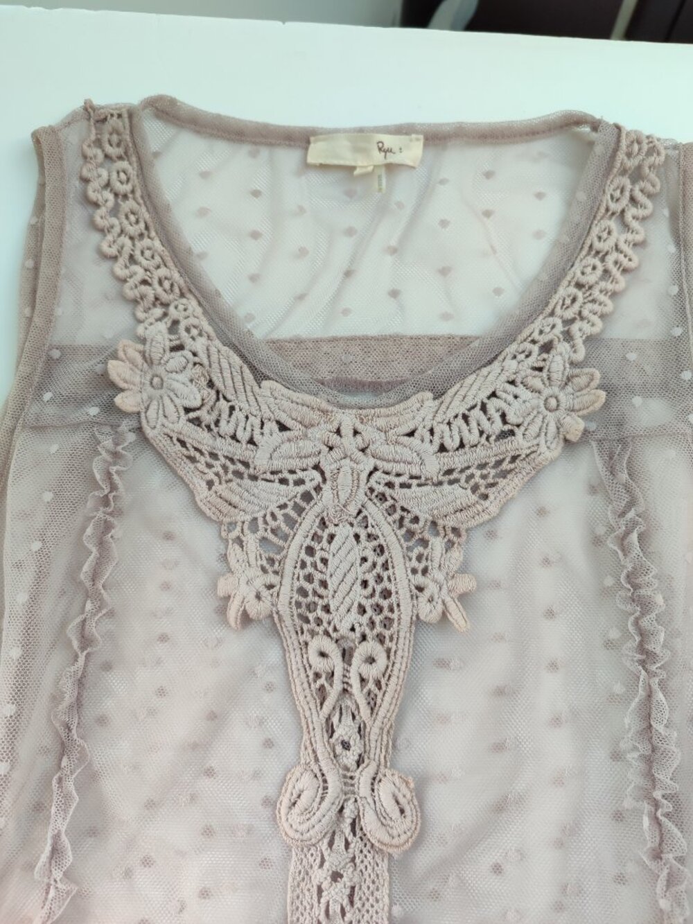 Ryu Whimsical Lace Swiss Dot Tulle Tiered Dress Set Size M - Picture 9 of 13